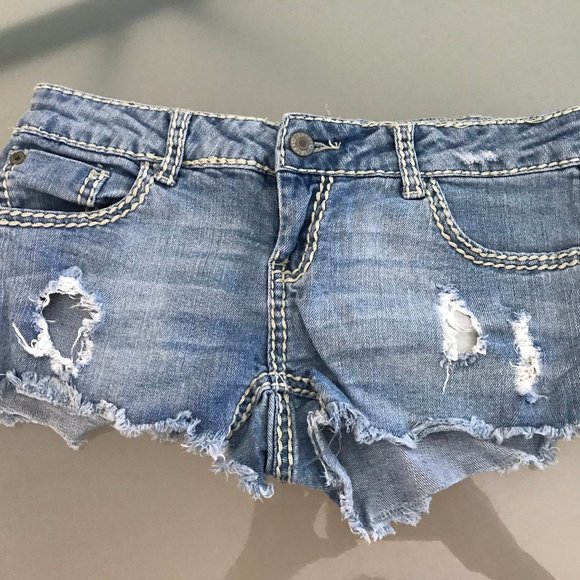 Wet Seal Pants - Wet Seal Cut Off Distress Denim Shorts